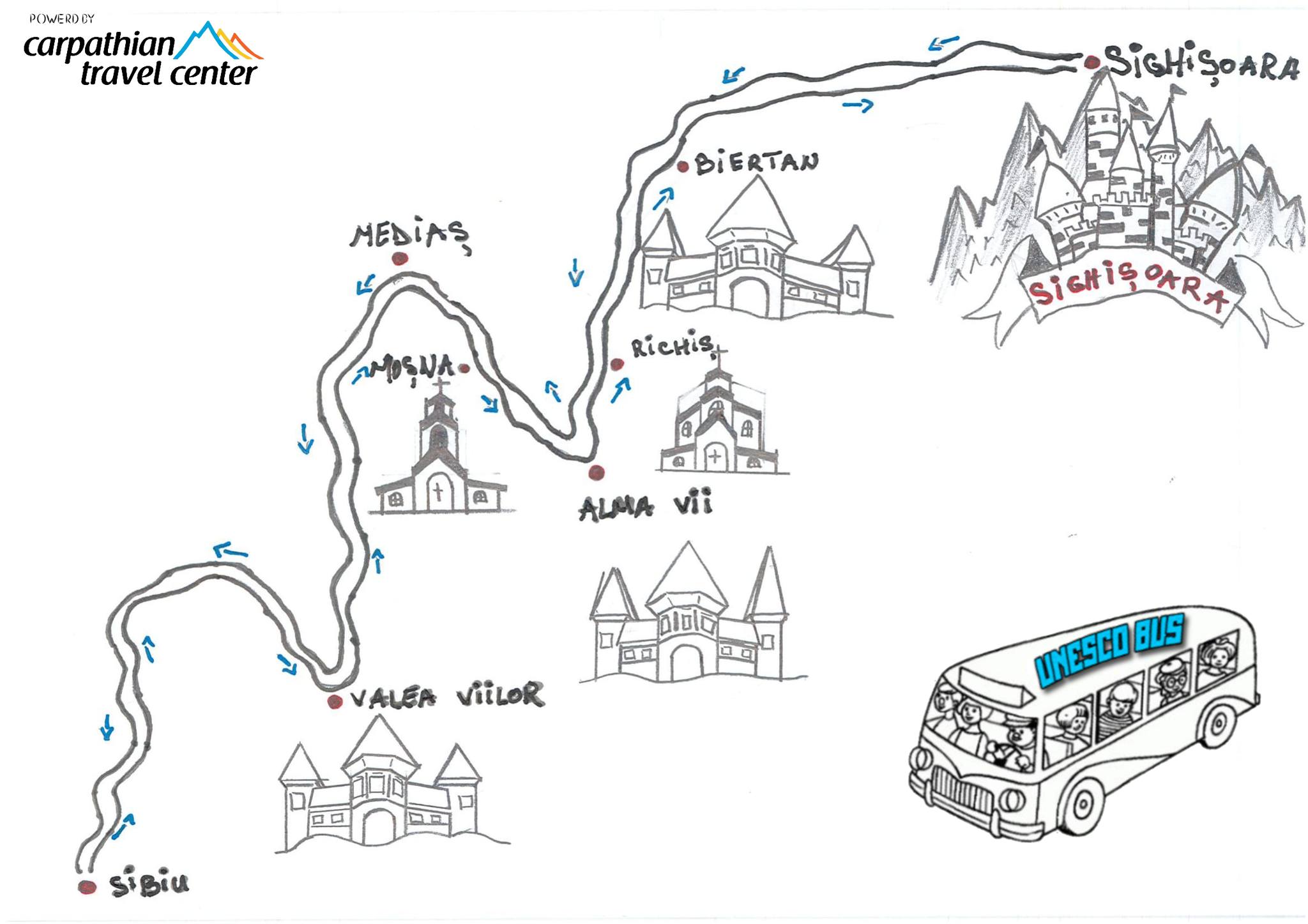 Elindult az UNESCO Busz – összeköti Nagyszeben, Segesvár és Brassó legszebb látnivalóit, hangsúlyt fektetve az UNESCO világörökségi helyszínekre