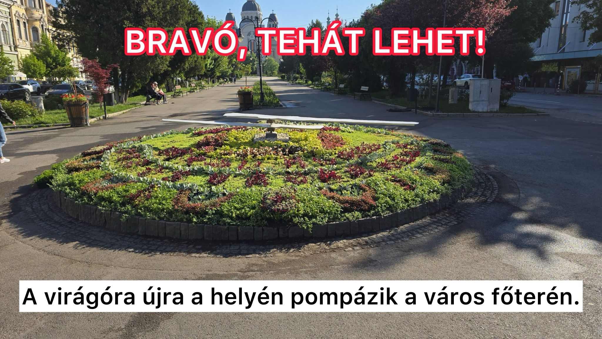 A normalitás jele Marosvásárhelyen: a virágóra ismét a helyén van!