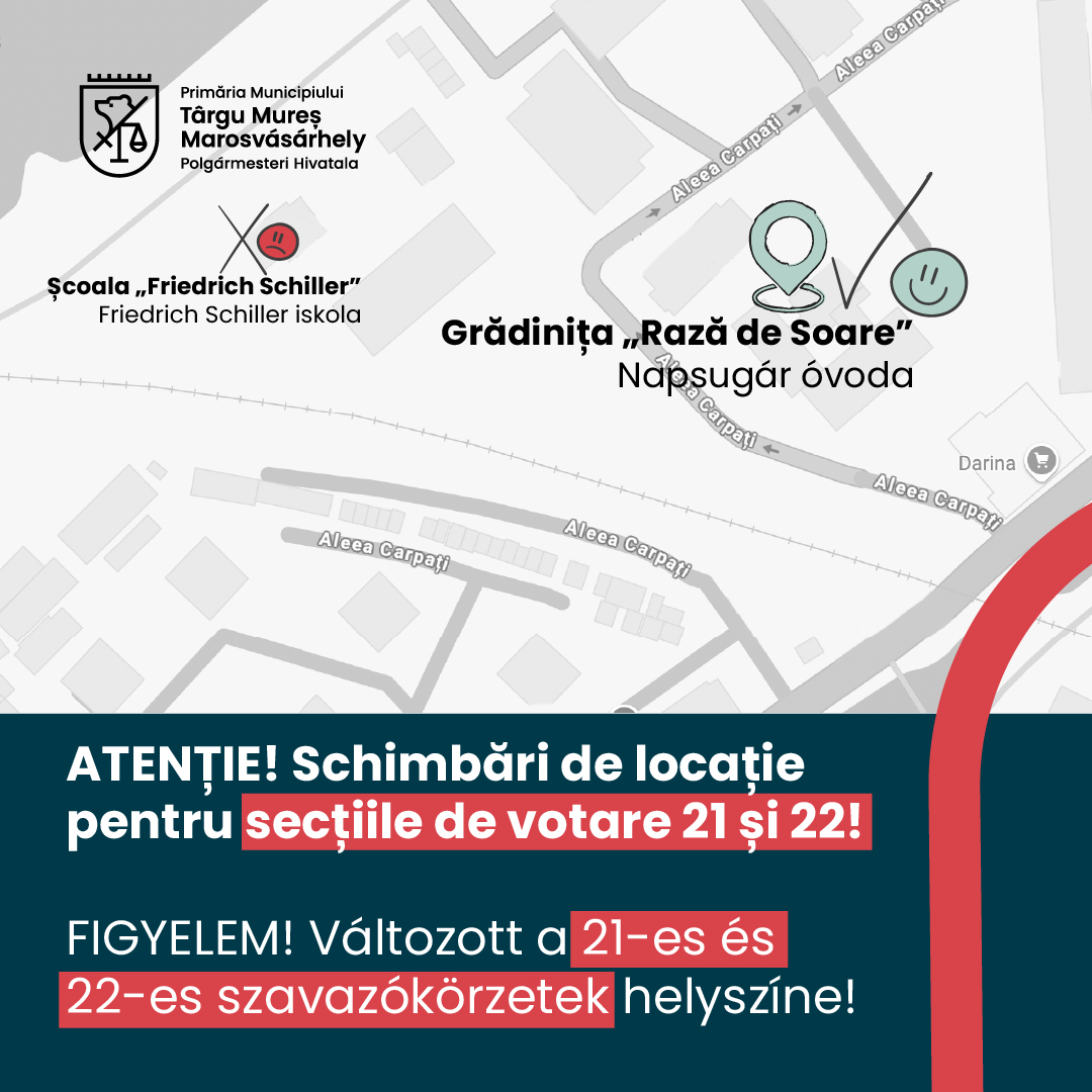 Figyelem: néhány szavazókörzet megváltozott Marosvásárhelyen. Hol szavazhat?