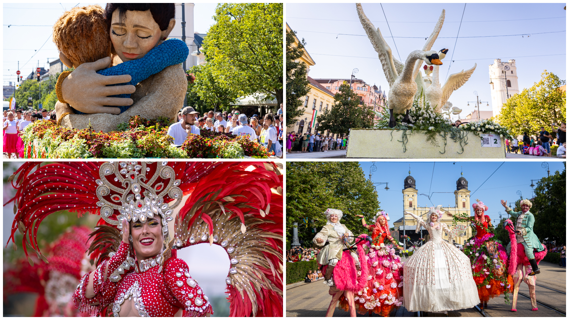 Több százezer virággal díszített kocsik és ezrek ünnepeltek Debrecenben az 59. virágkarneválon