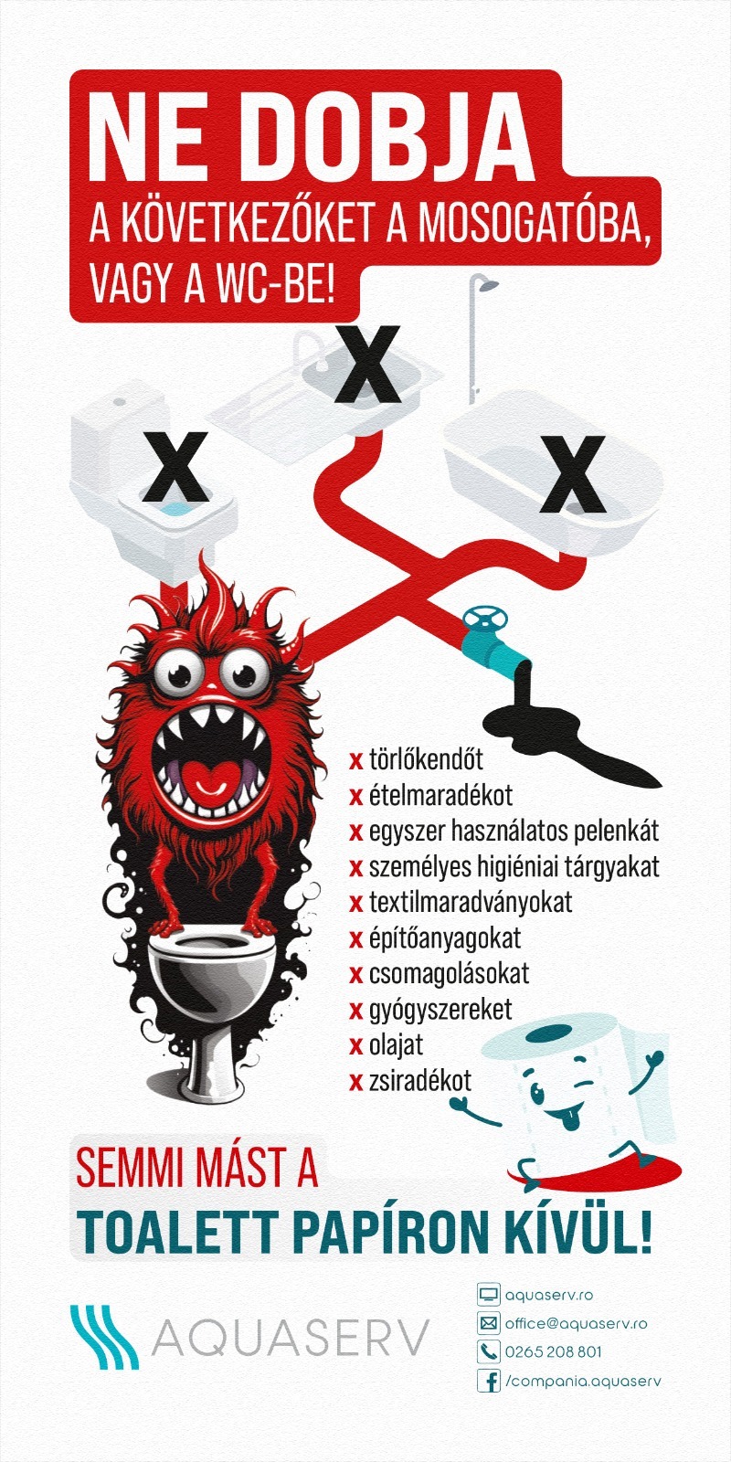 Fekete pont azoknak a marosvásárhelyieknek, akik hulladékot dobnak a csatornahálózatba, ezzel dugulást okozva a rendszerben.