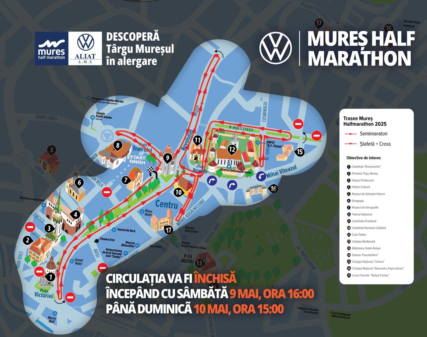 Hétvégén több utcát lezárnak Marosvásárhelyen a félmaraton miatt